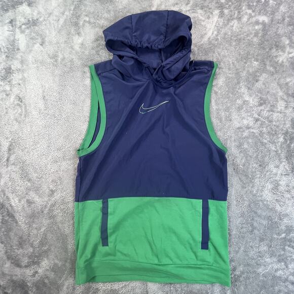 Nike Dri-FIT Sleeveless Hoodie Shirt Mens Small Athletic Training Colorblock - Picture 1 of 8